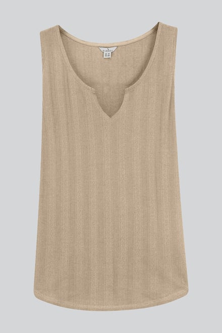 Textured Sleeveless V-neck Tank Top