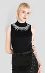 Silver Sequin High Neck Sleeveless Top