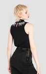 Silver Sequin High Neck Sleeveless Top