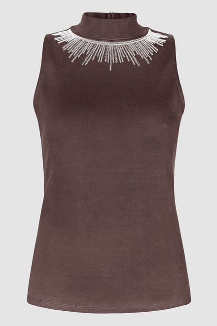 Silver Sequin High Neck Sleeveless Top
