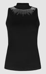 Silver Sequin High Neck Sleeveless Top