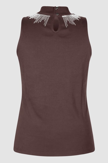 Silver Sequin High Neck Sleeveless Top