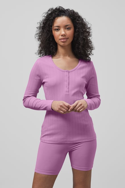 Ribbed Cycling Shorts & LS T-Shirt  Set