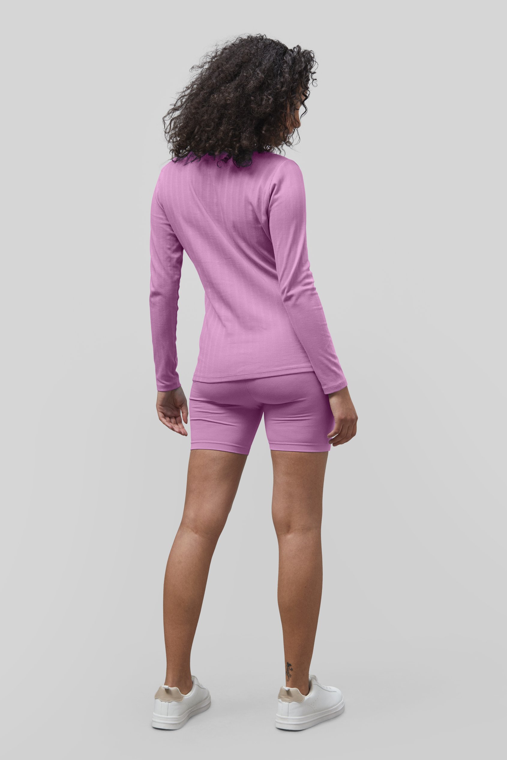 Ribbed Cycling Shorts & LS T-Shirt  Set