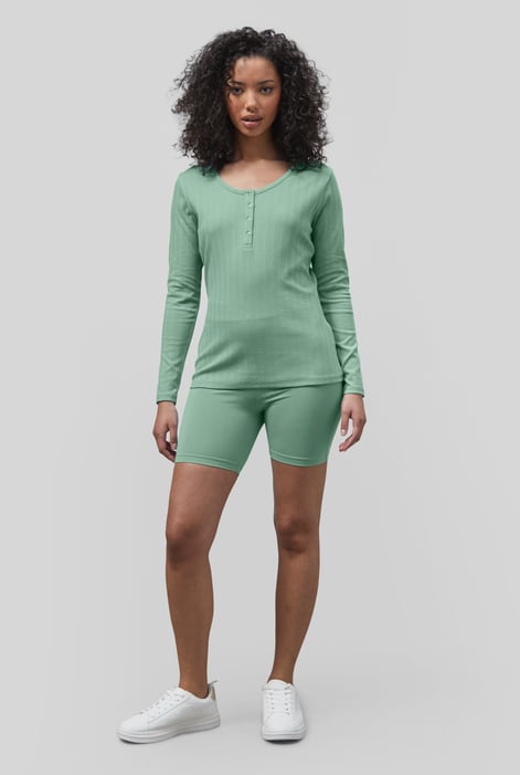 Blue Ribbed Cycling Shorts & LS T-Shirt  Set