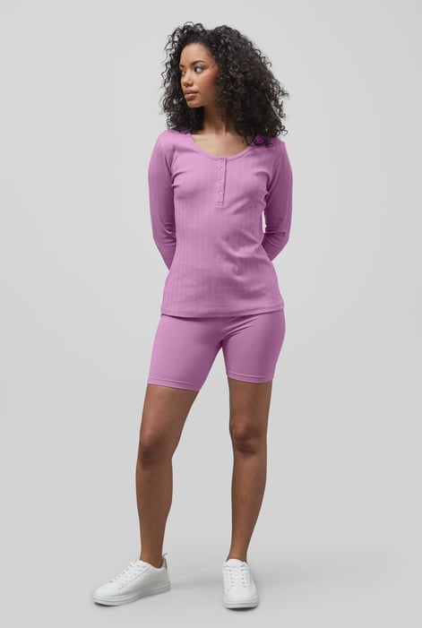 Blue Ribbed Cycling Shorts & LS T-Shirt  Set