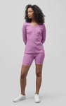 Ribbed Cycling Shorts & LS T-Shirt  Set