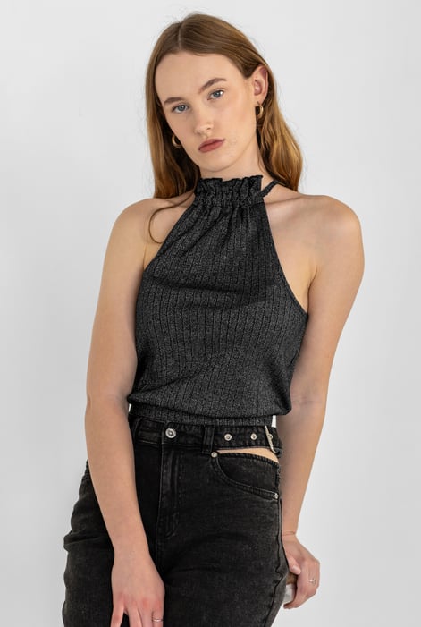 Cream Halter Neck Bow Details Crop Top