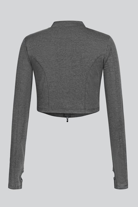 Design Jersey Long Sleeve Crop Zip Top