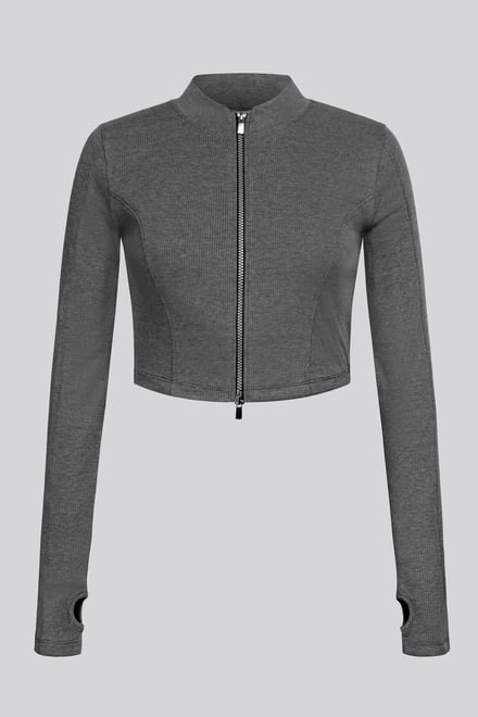 Design Jersey Long Sleeve Crop Zip Top