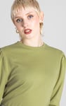 Long Sleeve Crew Neck Jersey Top With Puff Sleeve