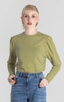 Long Sleeve Crew Neck Jersey Top With Puff Sleeve