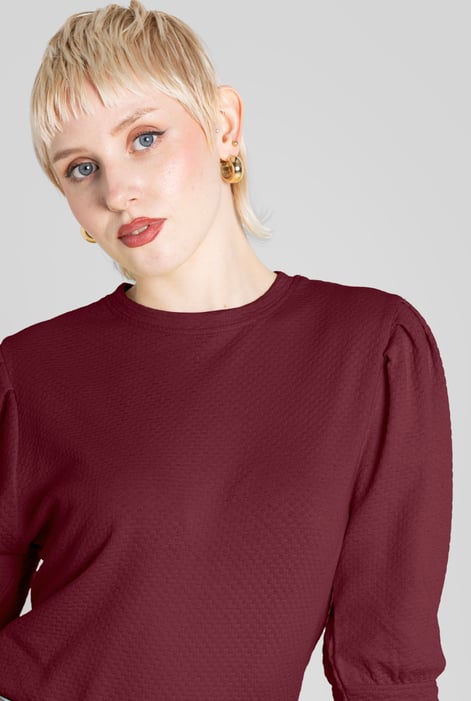 Textured Puff Sleeve Jersey Top