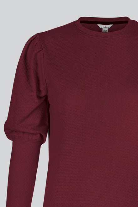 Long Sleeve Crew Neck Jersey Top With Puff Sleeve