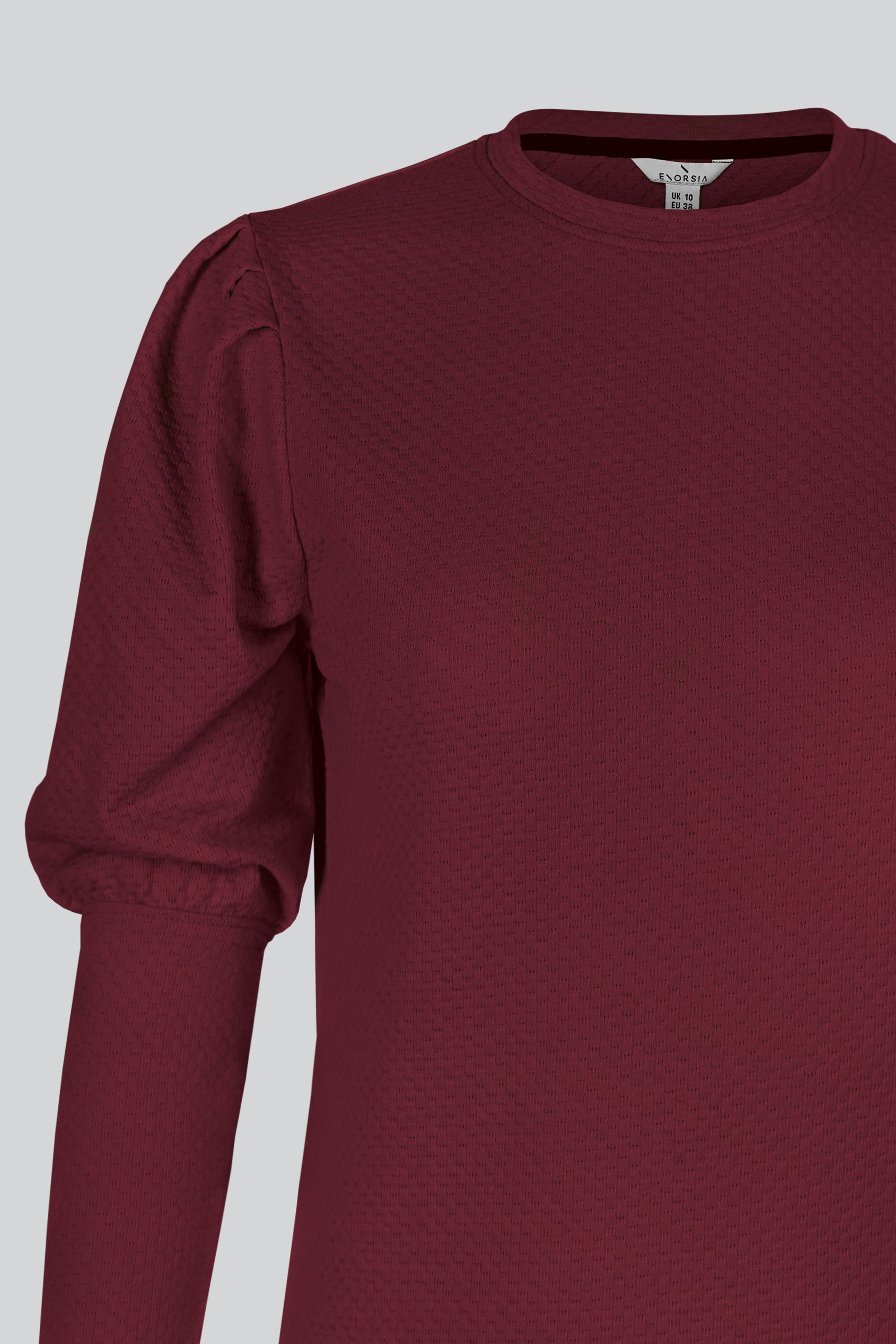 Long Sleeve Crew Neck Jersey Top With Puff Sleeve
