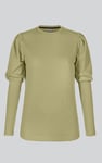 Long Sleeve Crew Neck Jersey Top With Puff Sleeve