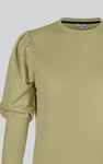 Long Sleeve Crew Neck Jersey Top With Puff Sleeve