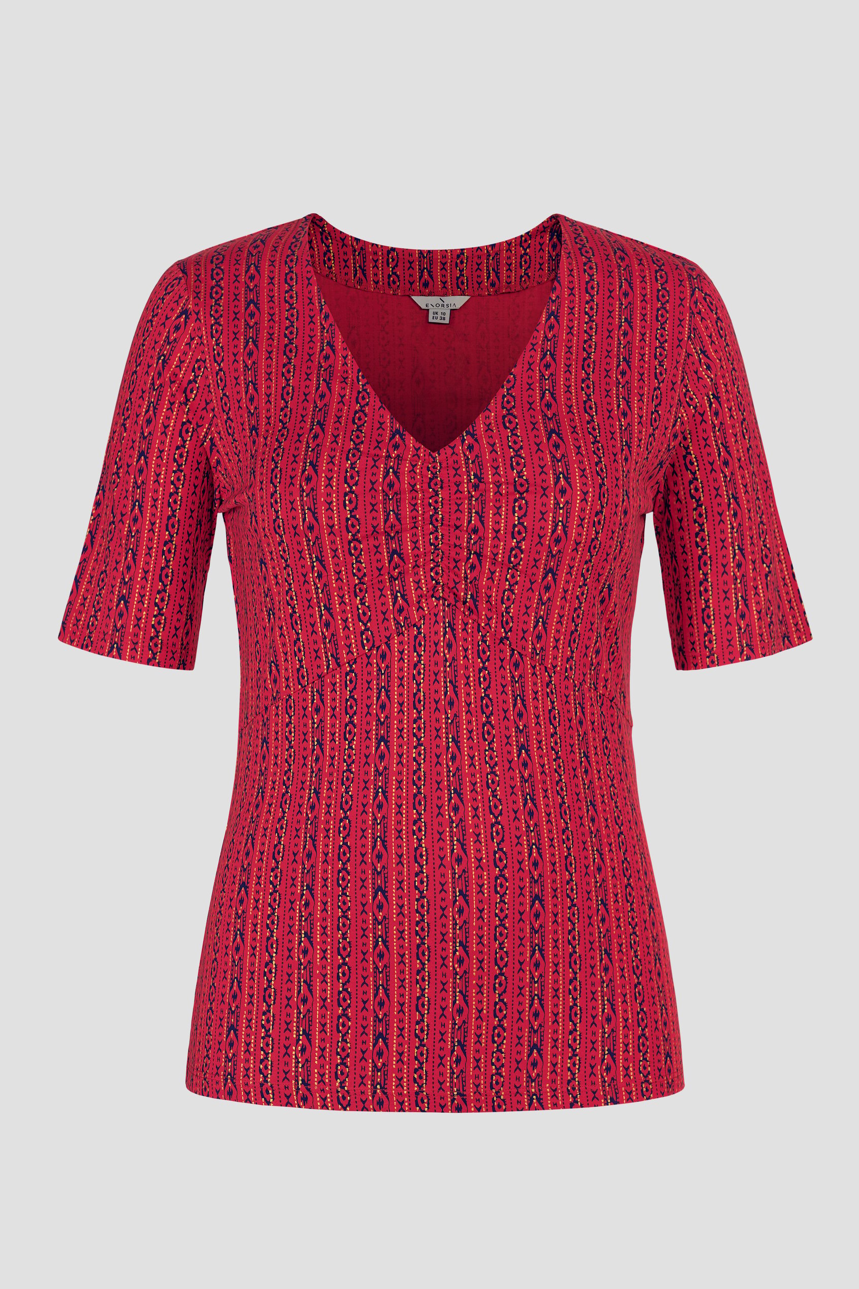 Short Sleeve Shimmer Printed Viscose Top