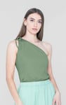 Knotted One Shoulder Rib Vest