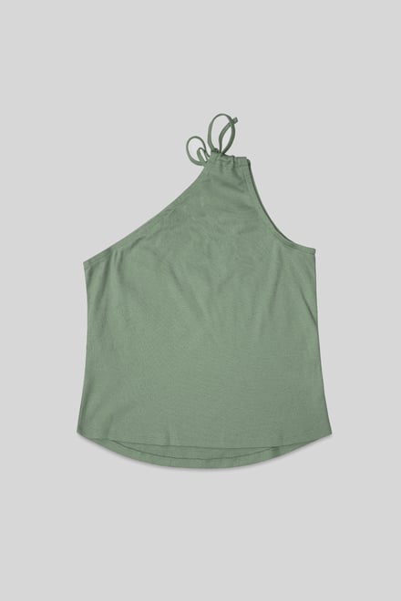 Knotted One Shoulder Rib Vest