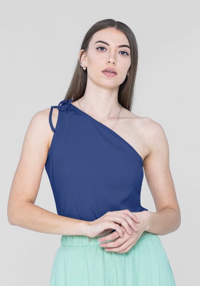 Knotted One Shoulder Rib Vest