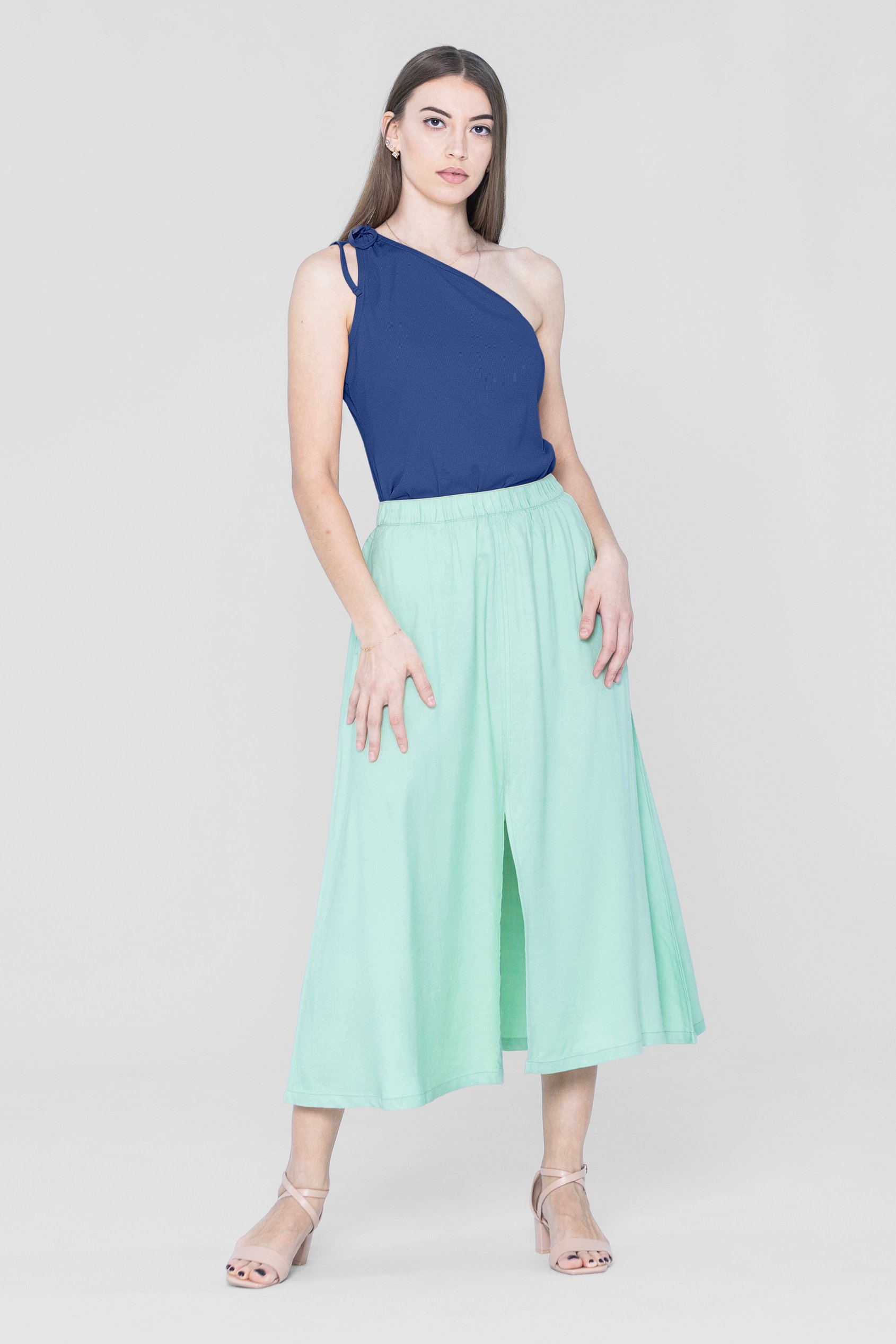 Knotted One Shoulder Rib Vest