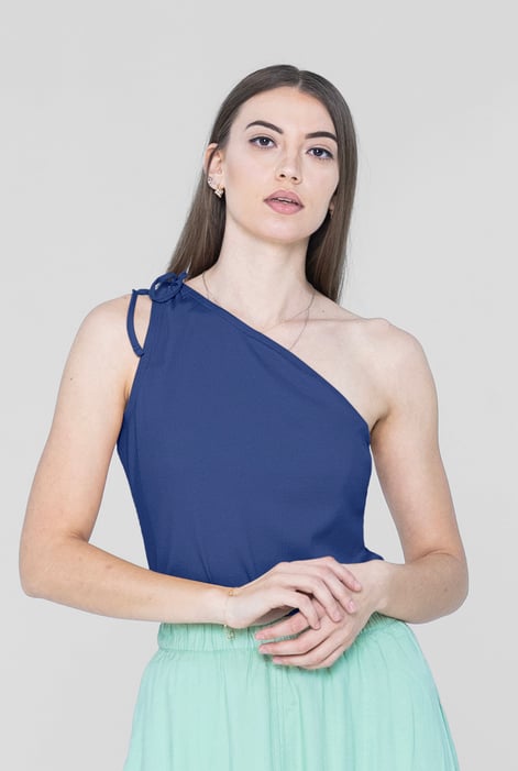 Pink Knotted One Shoulder Rib Vest