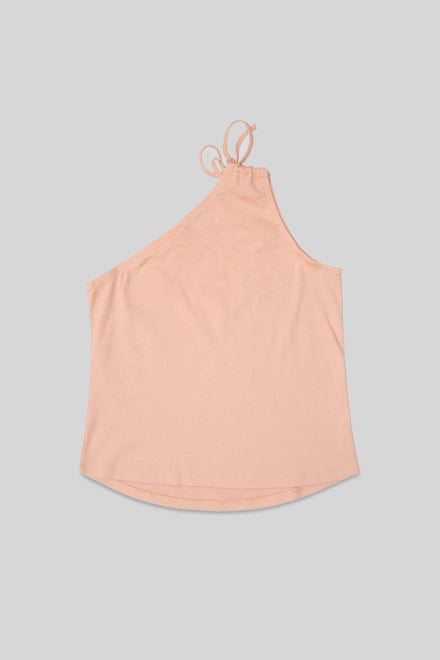 Knotted One Shoulder Rib Vest
