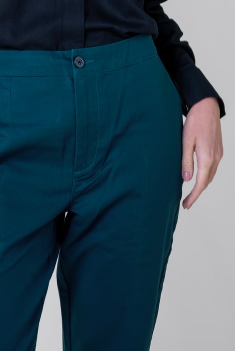 Womens Green Front Seam Chino Trouser
