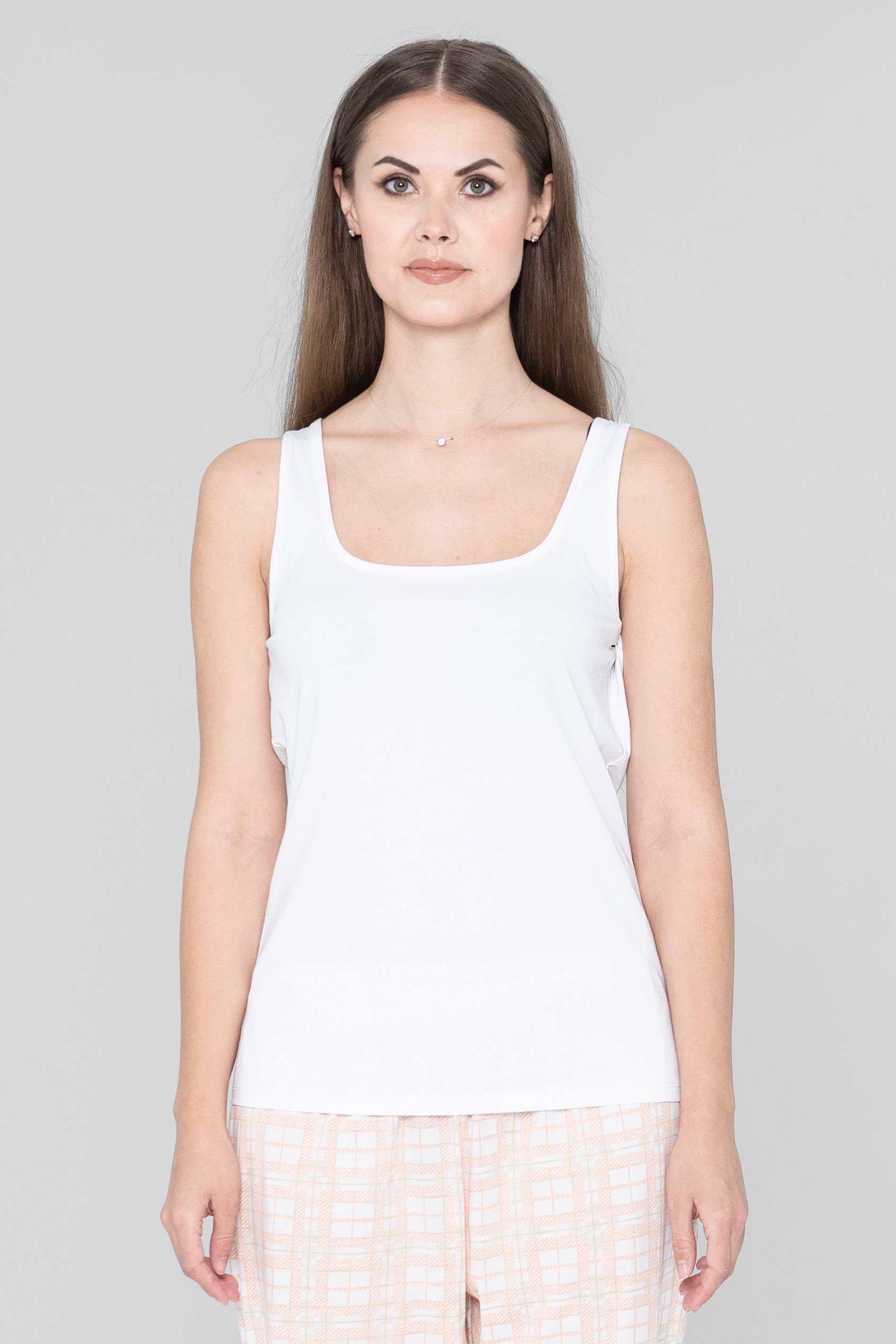 Enorsia Women's White Cotton Strap Vest - Uk 12