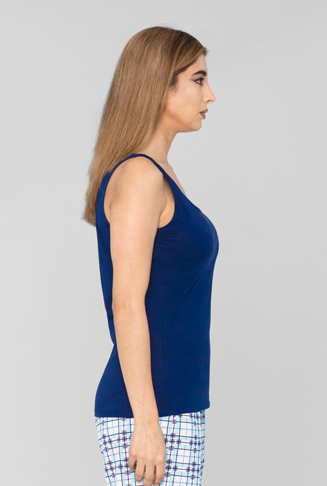 Navy Cotton Strap Vest