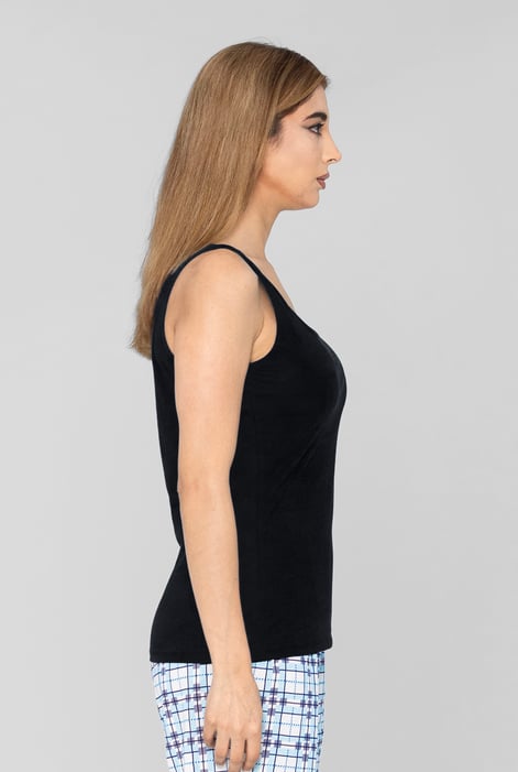 Black Cotton Strap Vest