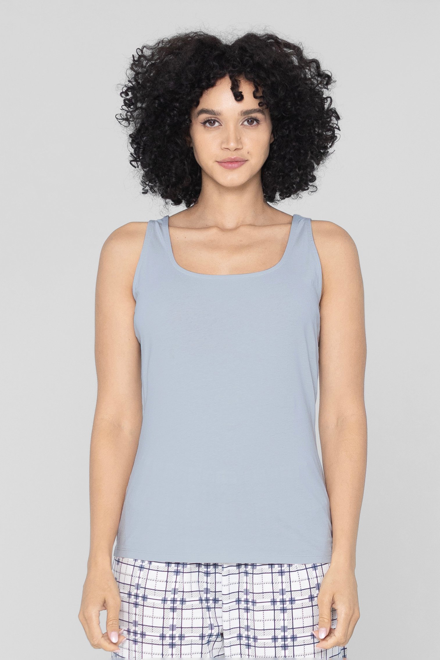 Enorsia Women's Grey Cotton Strap Vest - Uk 12