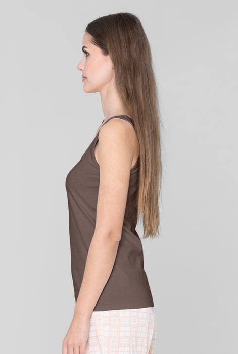 Brown Cotton Strap Vest