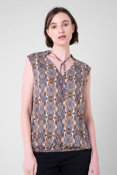 Womens Grey Tie Neck Tops
