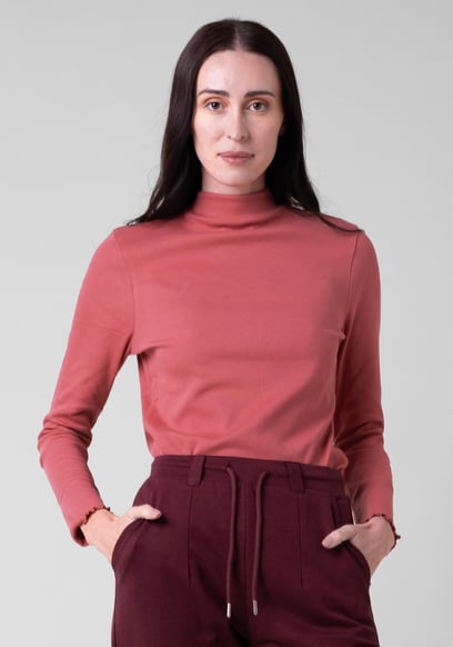 Womens High Neck Ribbed Top