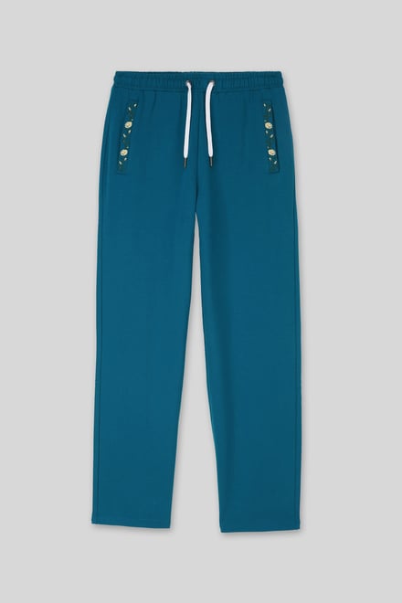 Stretchy Embroidery Design Details Trousers