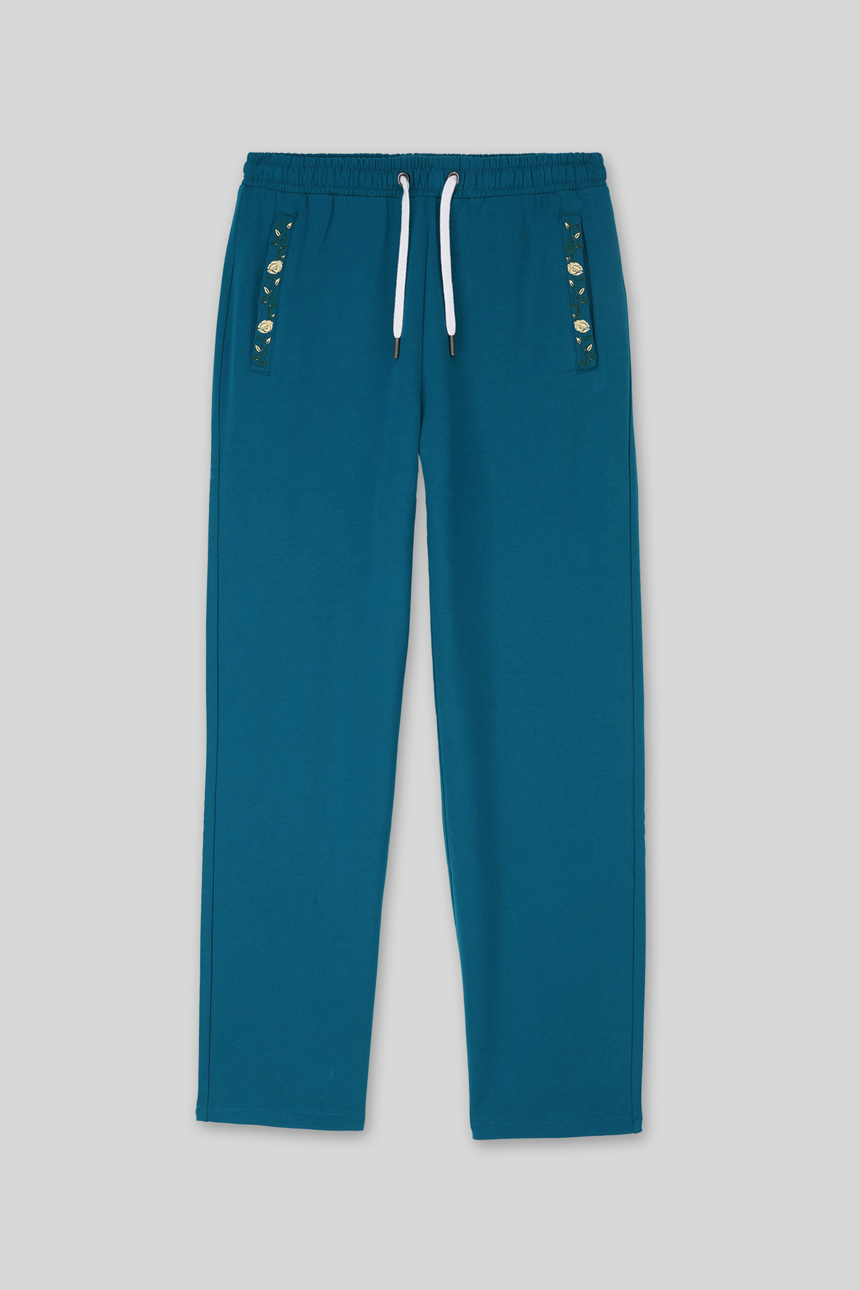 Stretchy Embroidery Design Details Trousers