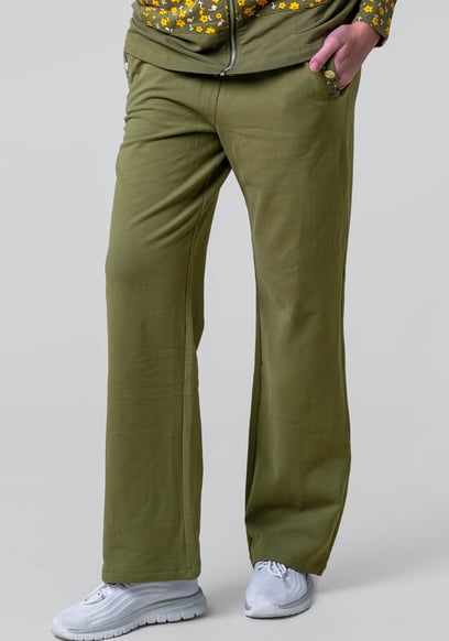 Stretchy Embroidery Design Details Trousers