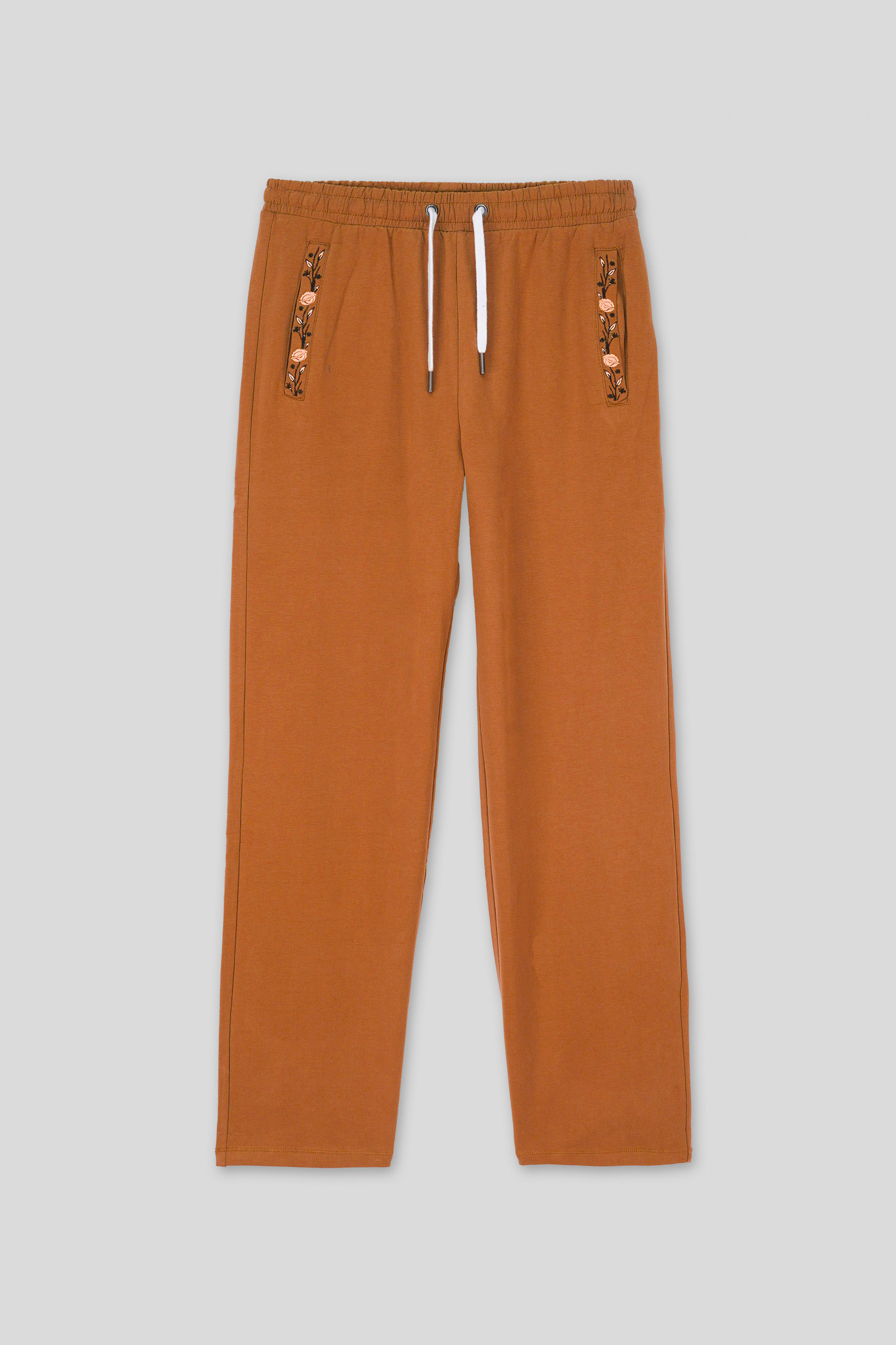 Stretchy Embroidery Design Details Trousers