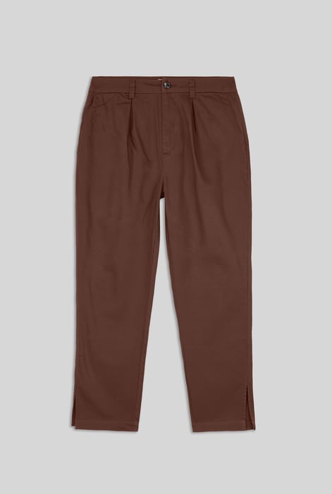 Womens Blue Pleated Cropped Trouser