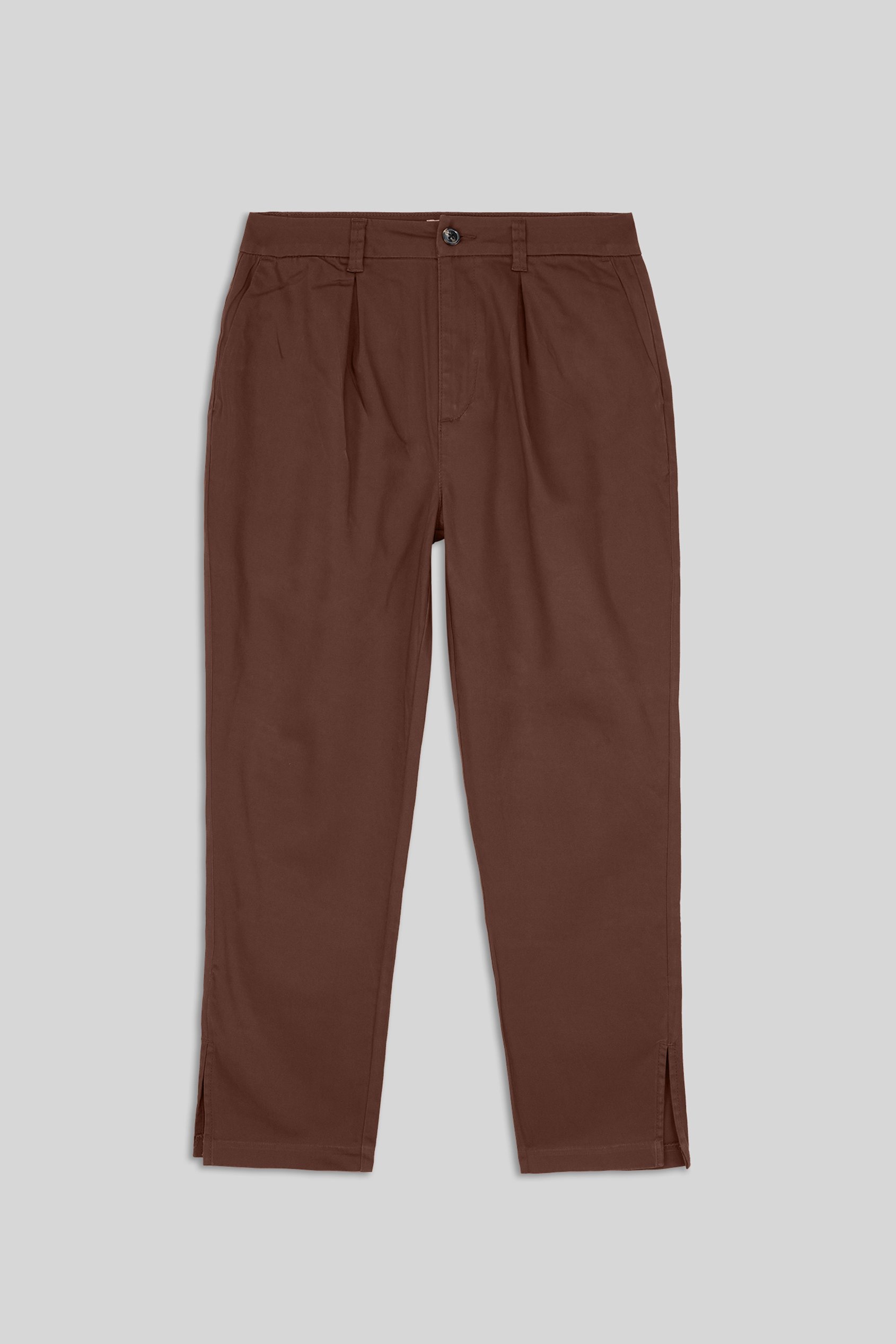 Enorsia Women's Brown Pleated Cropped Trouser - Uk 12