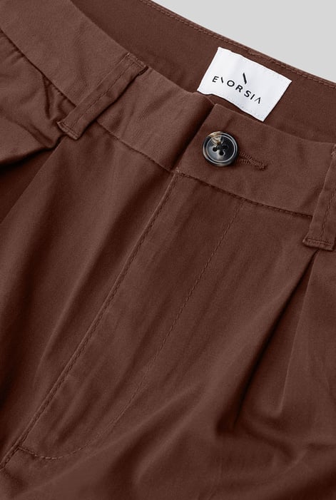 Womens Brown Pleated Cropped Trouser