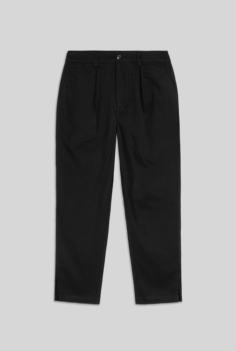 Womens Blue Pleated Cropped Trouser