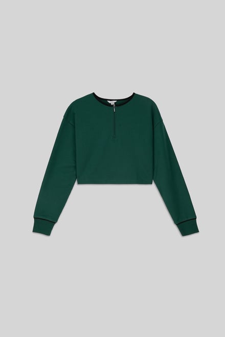 Womens Drop Shoulder Zip Through Top