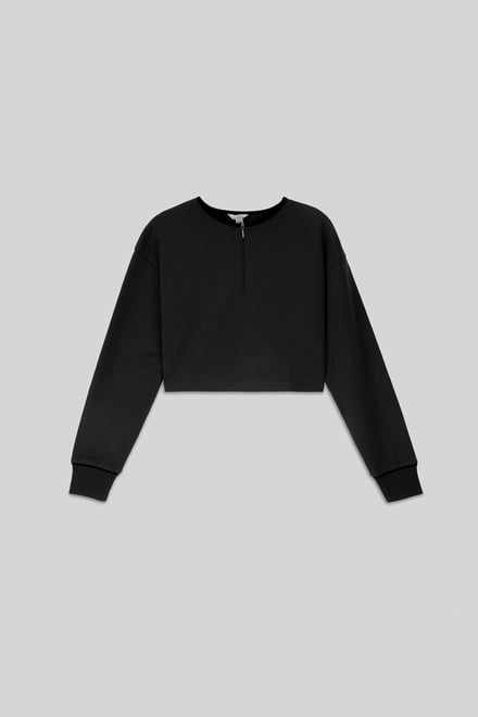 Womens Drop Shoulder Zip Through Top