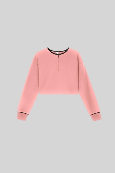 Womens Drop Shoulder Zip Through Top