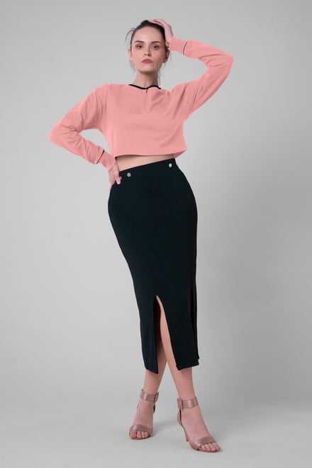 Womens Drop Shoulder Zip Through Top