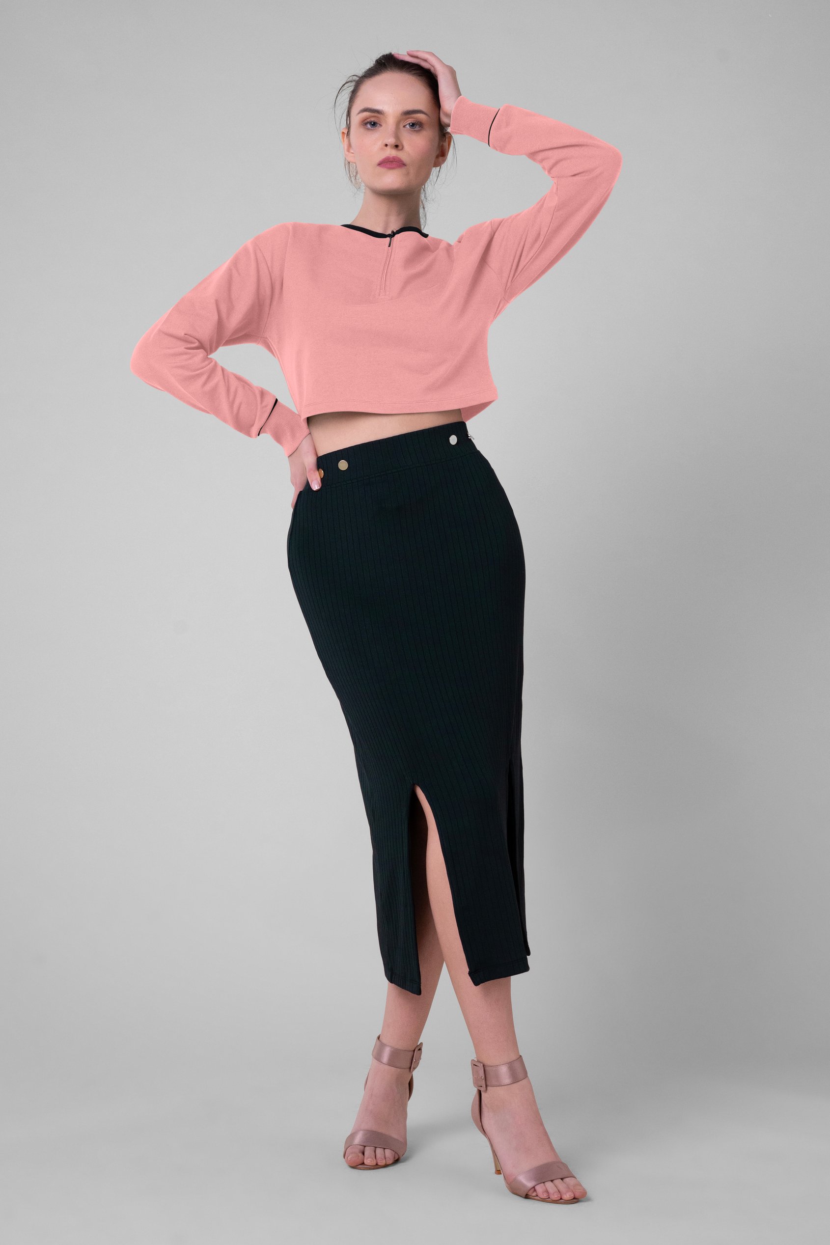 Womens Drop Shoulder Zip Through Top