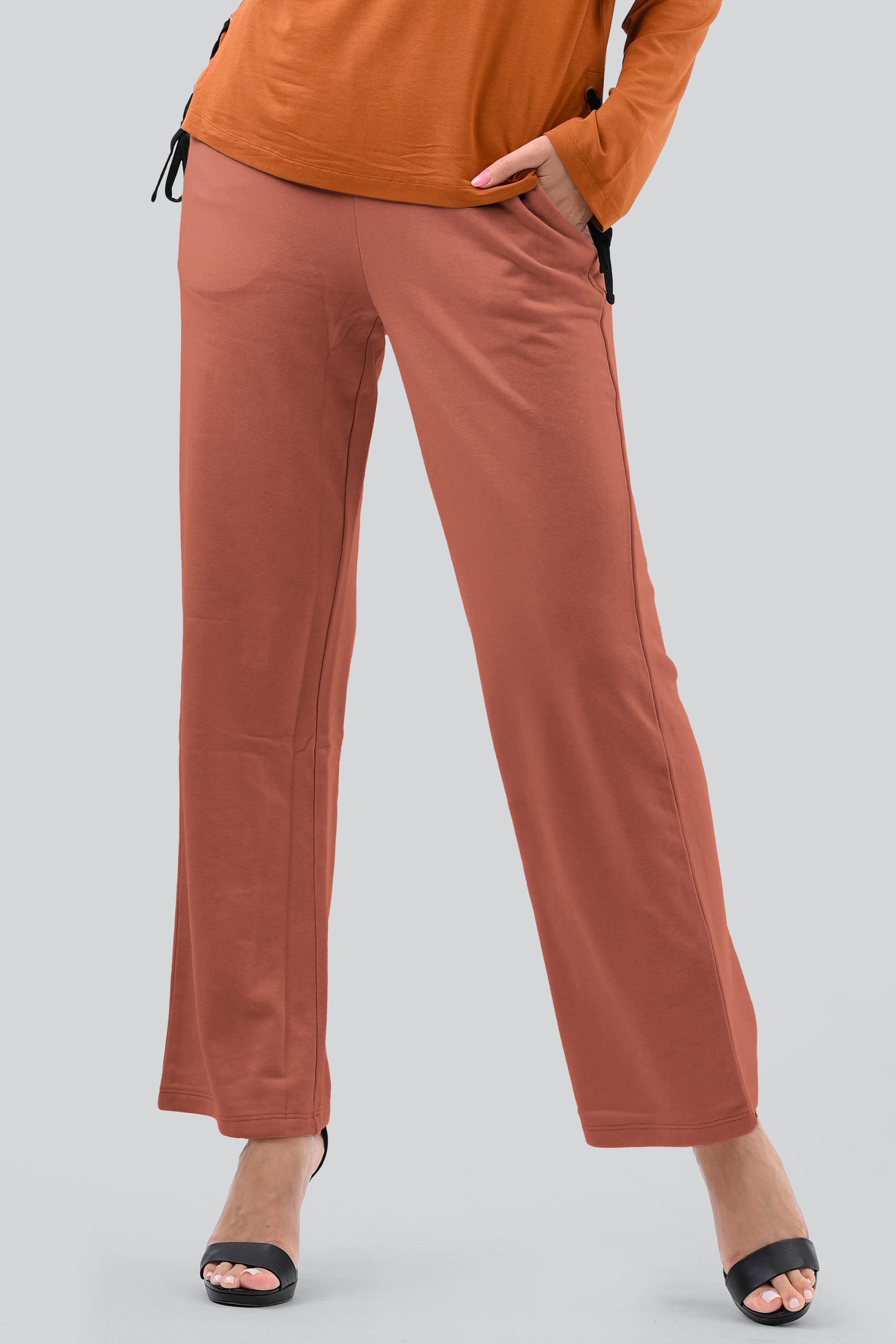 Enorsia Women's Orange Straight Leg Trousers - Uk 8